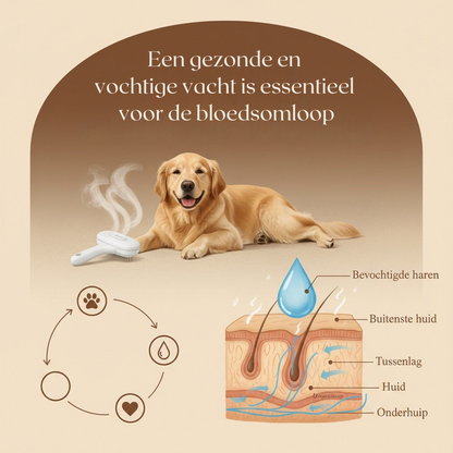 Glanzende gezonde vacht na gebruik stoomborstel