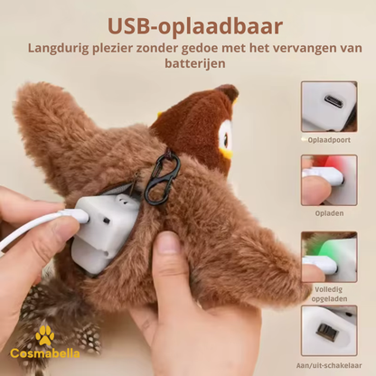 Interactieve Vogelspeelgoed voor Katten met Bewegingssensor en Realistische Geluiden - USB-oplaadbaar Pluche Speelgoed - 5