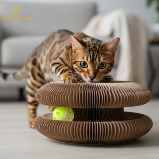 BrainSpin™ Katten Speelgoed met Geïntegreerde Speelbal – Duurzaam Golfkarton, Perfect voor Binnenkatten, Stijlvol en Stimulerend - 1