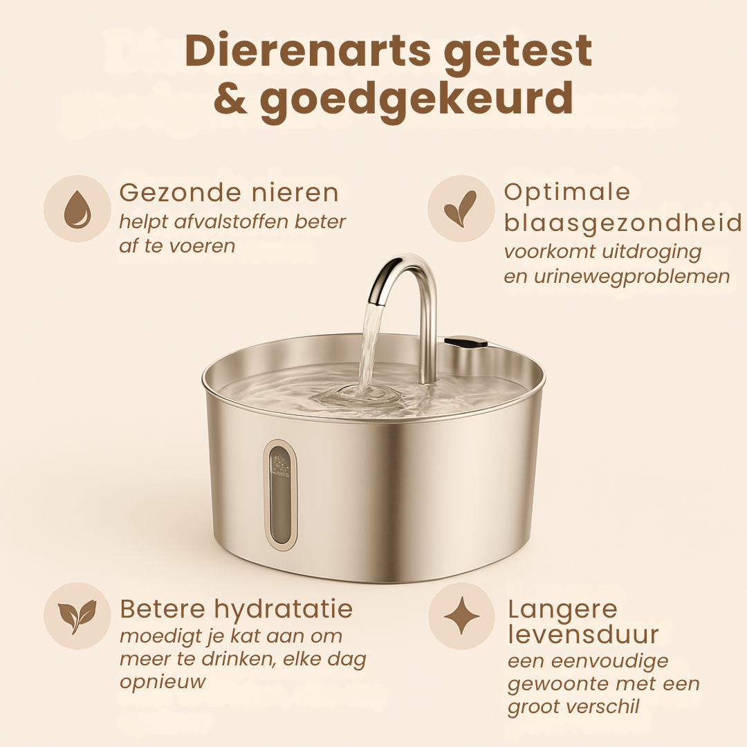 AquaWhisk Drinkfontein voor Katten – Roestvrij Staal, Fluisterstil, Vaatwasbestendig en Altijd Vers Water - 3