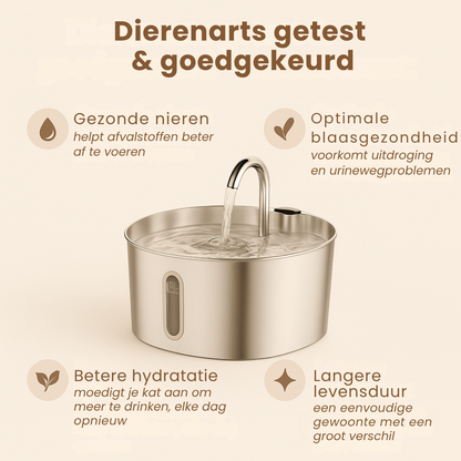 AquaWhisk Drinkfontein voor Katten – Roestvrij Staal, Fluisterstil, Vaatwasbestendig en Altijd Vers Water - 3