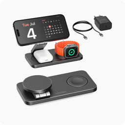 3-in-1 Wireless Charger | Fast Charging Station for iPhone, Apple Watch & AirPods with Foldable Design for Space-Saving Convenience 0