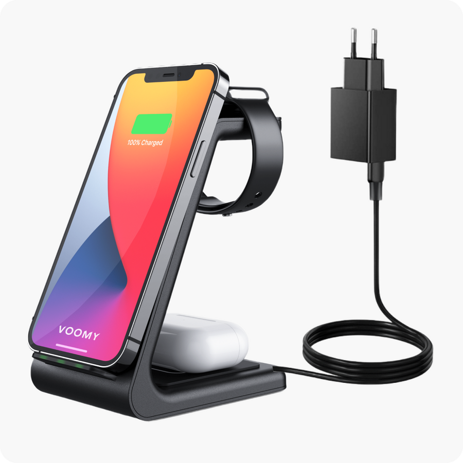3-in-1 Wireless Charger | Fast Charging Station with Compact Design | Multi-Device Charging for Home and Office 0