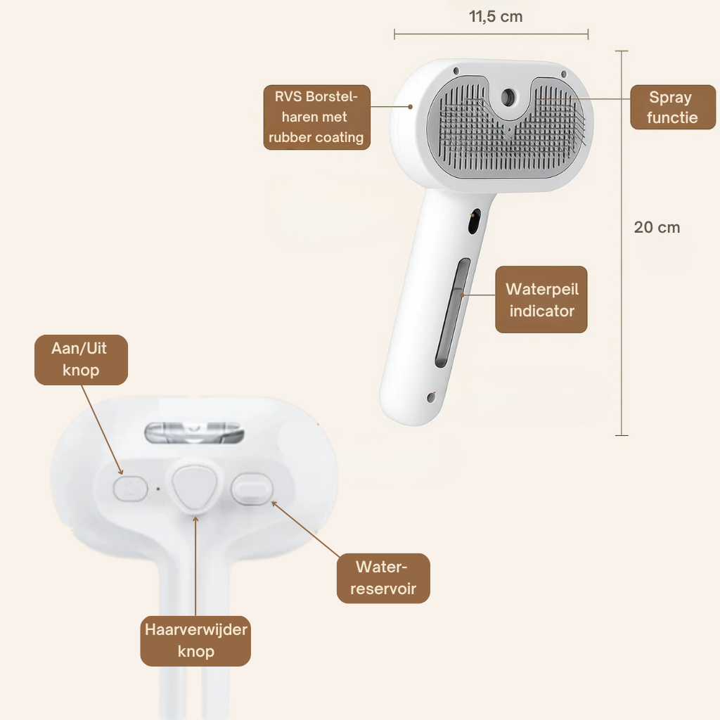 USB-oplaadbare stoomborstel met stoomfunctie