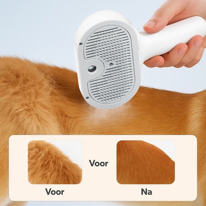 Hond geniet van ontspannende stoomborstel massage