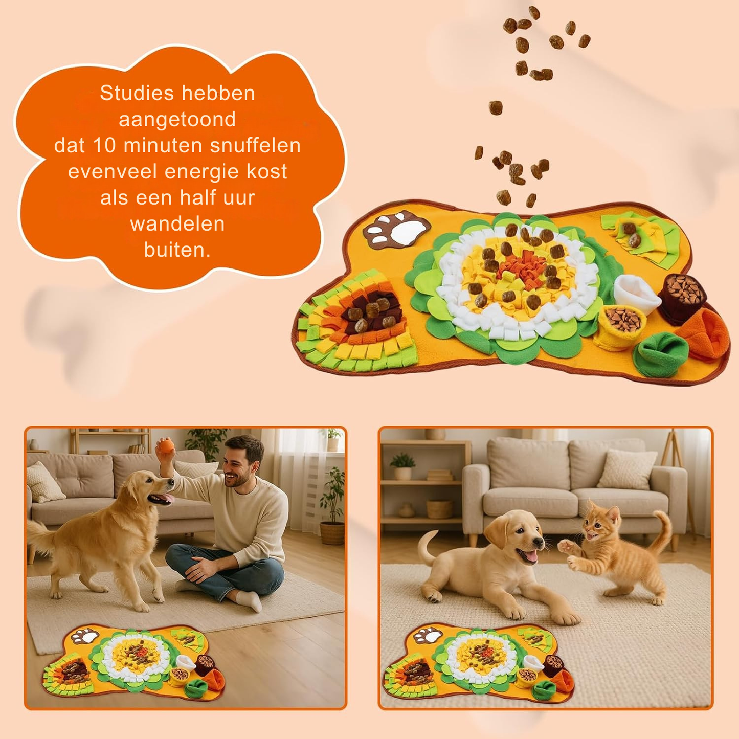 Snuffelmat voor Honden - Mentale Stimulatie, Vermindert Verveling en Stress, Wasbaar en Duurzaam, Geschikt voor Alle Rassen - 2