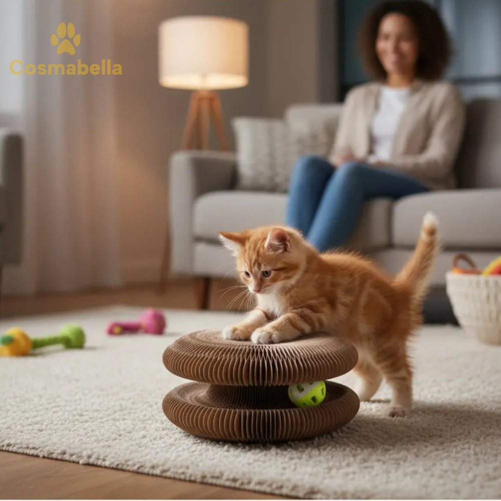 BrainSpin™ Katten Speelgoed met Geïntegreerde Speelbal – Duurzaam Golfkarton, Perfect voor Binnenkatten, Stijlvol en Stimulerend - 2