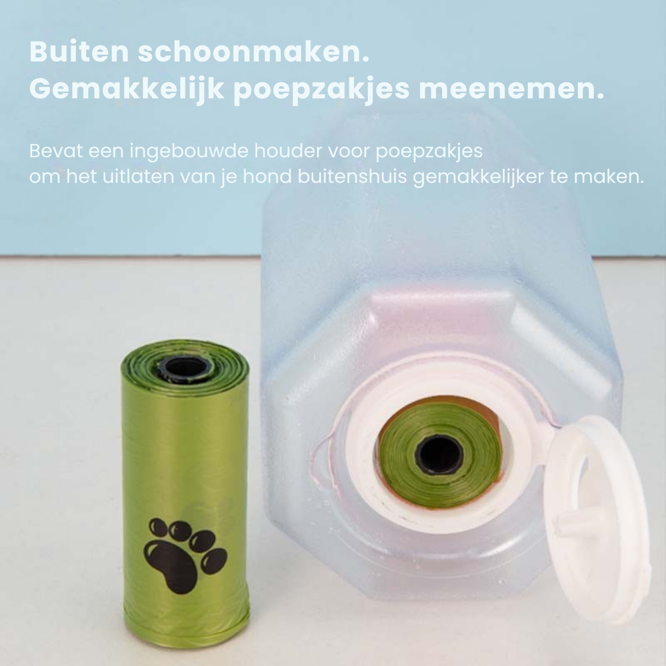 Slimme 3-in-1 Waterfles voor Honden met Snack- en Poepzakjeshouder – Altijd Vers Water en Hygiënisch Onderweg - 5