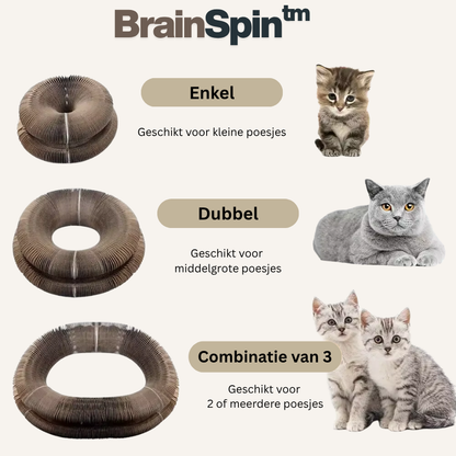 BrainSpin™ Katten Speelgoed met Geïntegreerde Speelbal – Duurzaam Golfkarton, Perfect voor Binnenkatten, Stijlvol en Stimulerend - 8