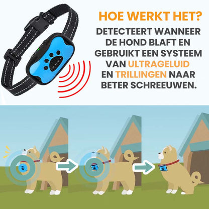 Anti Blaf Halsband – Geluidsgolven Technologie, Waterdicht & Verstelbaar voor Honden 1