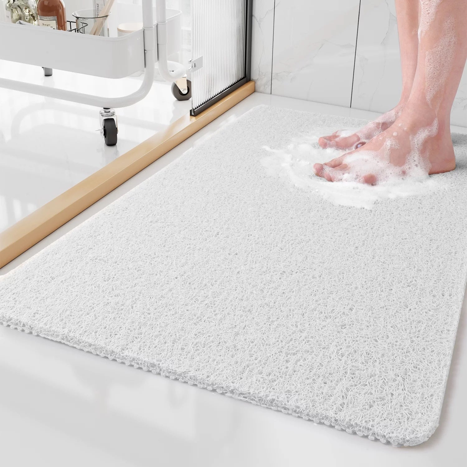AquaLuxe | Antislip Shower Mat with Hygienic Drainage System | Soft Texture for Safe and Comfortable Showers 7