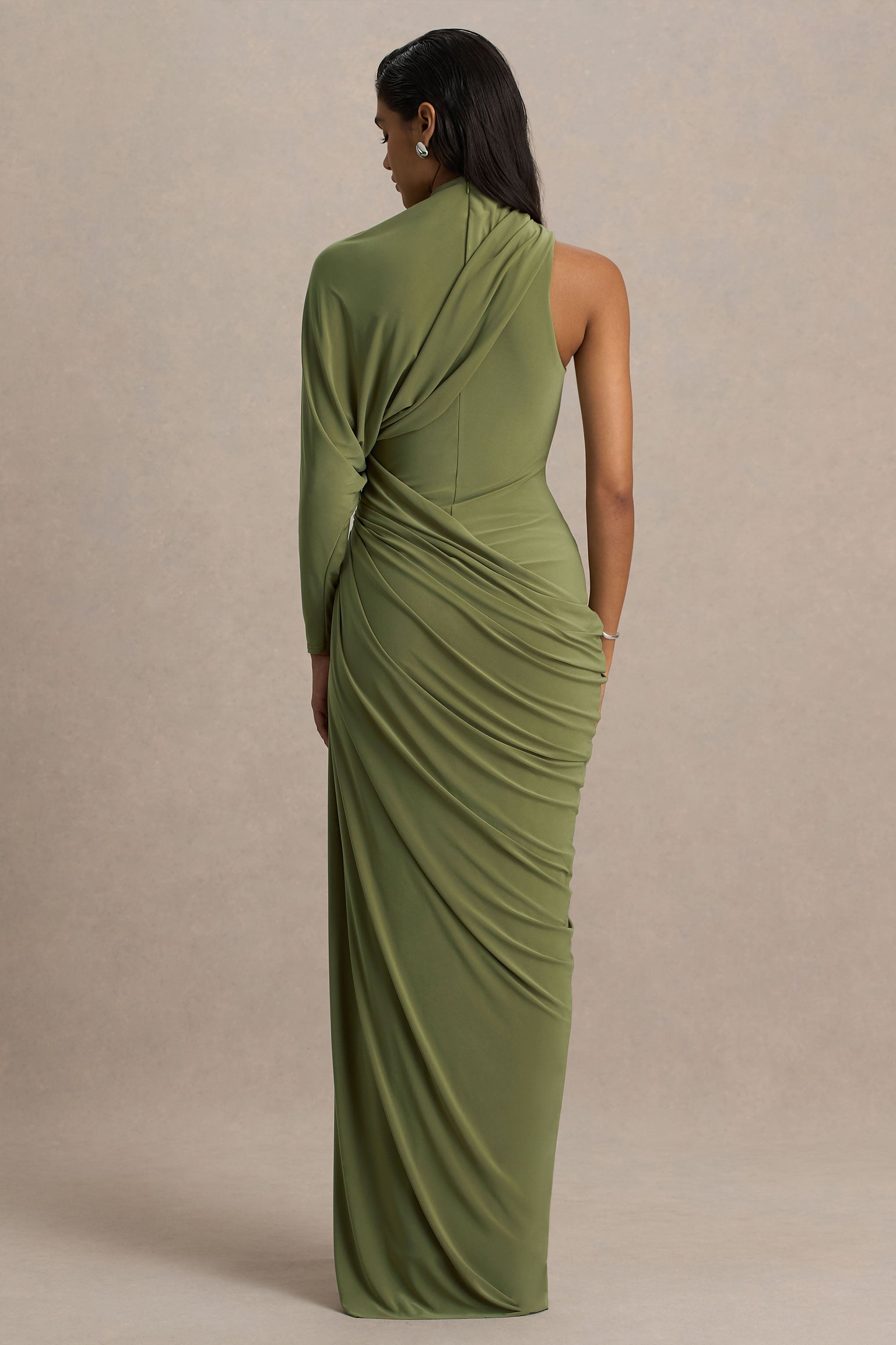 Aphra | Maxi Dress for Women with Cape Sleeve & High Neck Design | Elegant Stretch Jersey for Timeless Glamour 1