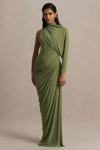 Aphra | Maxi Dress for Women with Cape Sleeve & High Neck Design | Elegant Stretch Jersey for Timeless Glamour 3