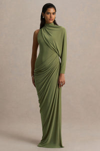 Aphra | Maxi Dress for Women with Cape Sleeve & High Neck Design | Elegant Stretch Jersey for Timeless Glamour 4