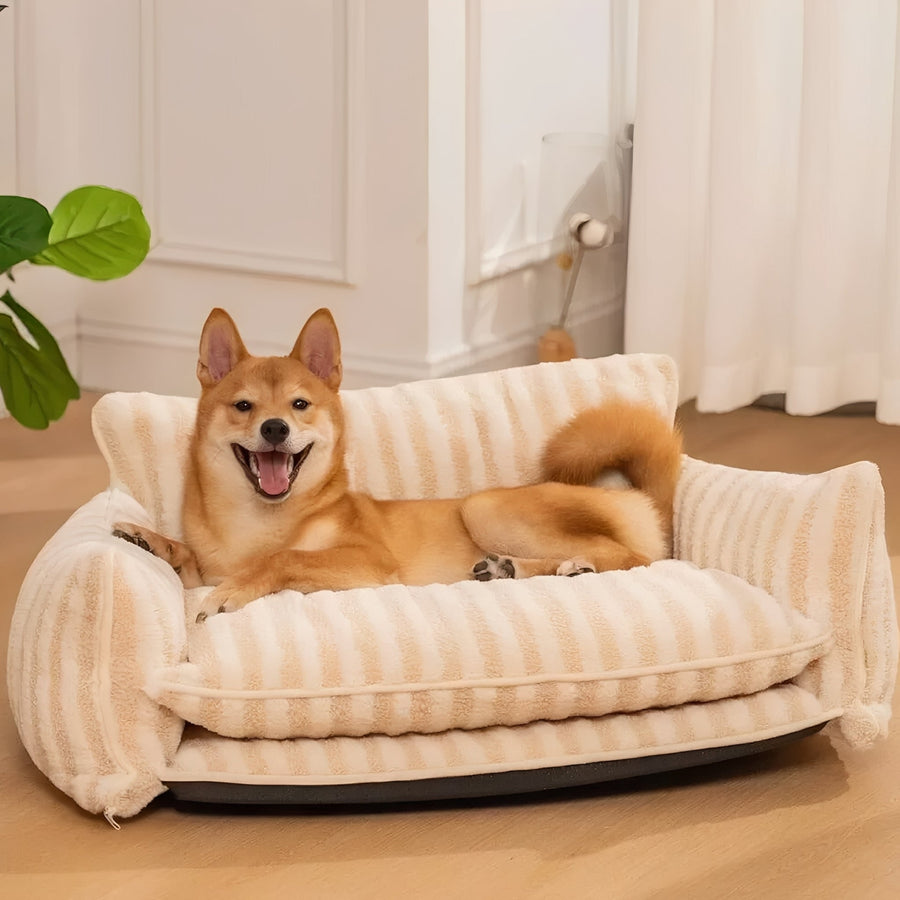 CozyNest | Dog Sofa Bed with Faux Lambswool & Double Layer Support | Stylish Comfort for Small to Medium Dogs 1