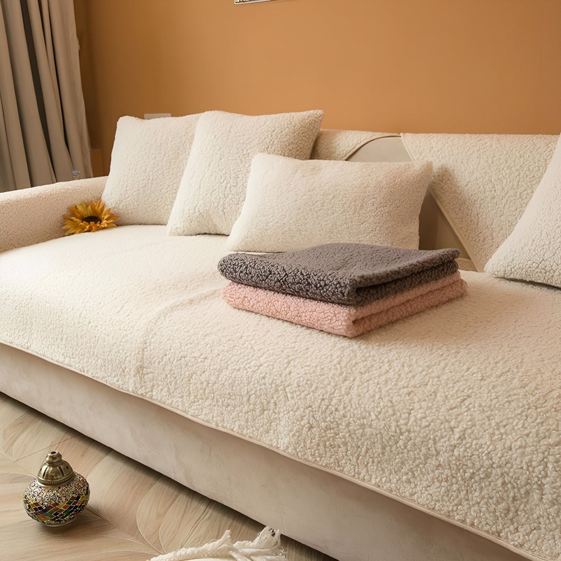 CozyWrap Antislip Teddy Bankhoes Voor Knusse Warmte 0