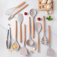 Eco-Friendly Kitchen Utensil Set | 12-Piece Silicone Tools with Bamboo Handles for Safe Cooking 1