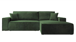 Galine New L-Shape Corner Sofa with Sleeping Function in Soft Ribbed Fabric