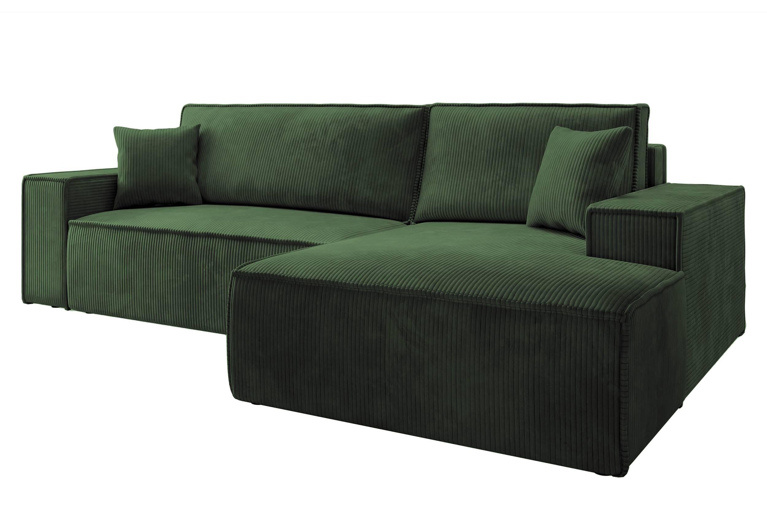 Galine New L-Shape Corner Sofa with Sleeping Function in Soft Ribbed Fabric