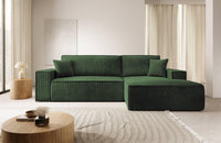 Galine New L-Shape Corner Sofa with Sleeping Function in Soft Ribbed Fabric
