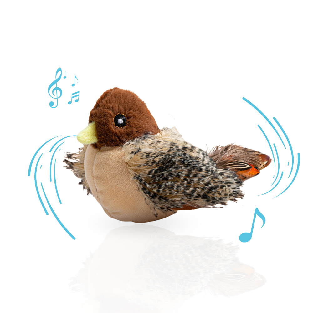 Interactieve Vogelspeelgoed voor Katten met Bewegingssensor en Realistische Geluiden - USB-oplaadbaar Pluche Speelgoed - 4