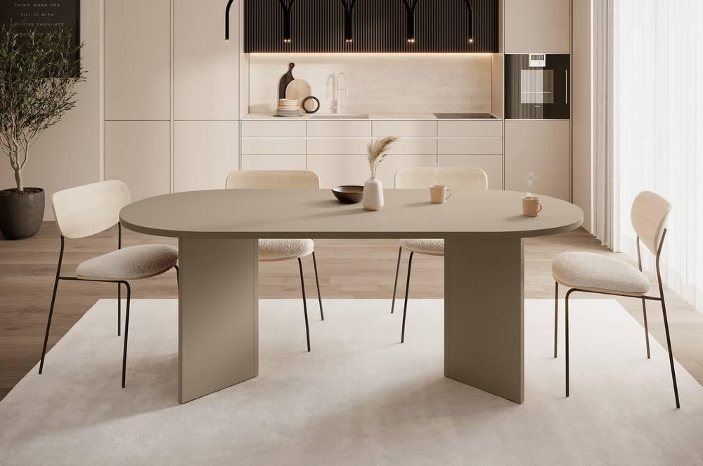 Philipa Modern Oval Melamine Wood Dining Table with Angled Legs