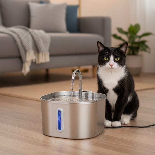 AquaWhisk Drinkfontein voor Katten – Roestvrij Staal, Fluisterstil, Vaatwasbestendig en Altijd Vers Water - 1
