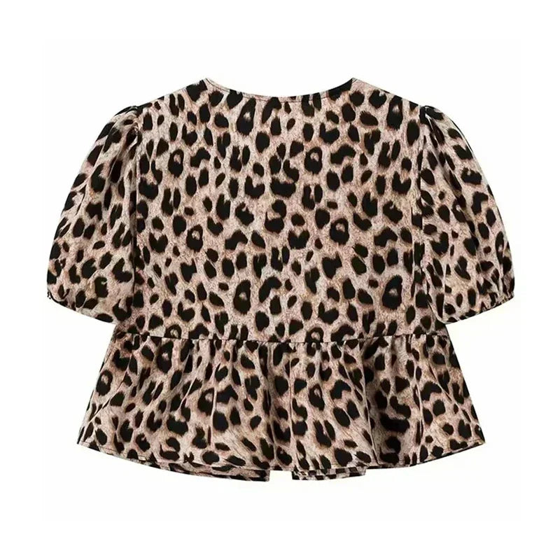 Aria Leopard Print Blouse | Lightweight Fabric with Elegant Button-Down Design | Trendy Animal Print Shirt for Casual & Sophisticated Occasions