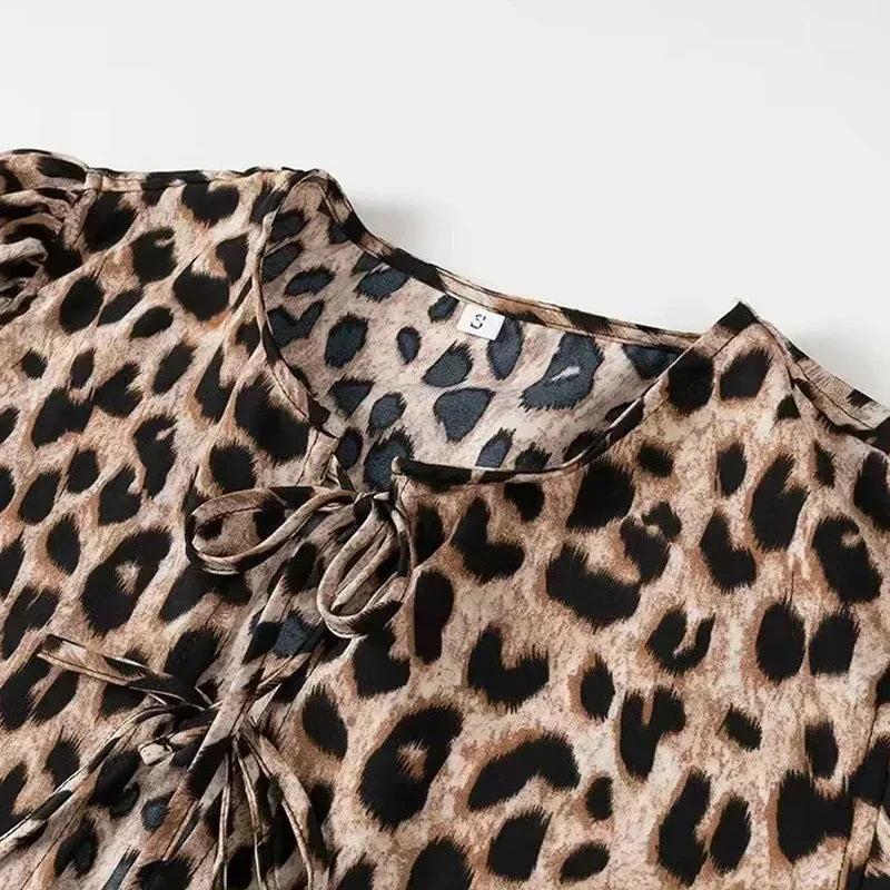 Aria Leopard Print Blouse | Lightweight Fabric with Elegant Button-Down Design | Trendy Animal Print Shirt for Casual & Sophisticated Occasions