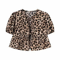 Aria Leopard Print Blouse | Lightweight Fabric with Elegant Button-Down Design | Trendy Animal Print Shirt for Casual & Sophisticated Occasions