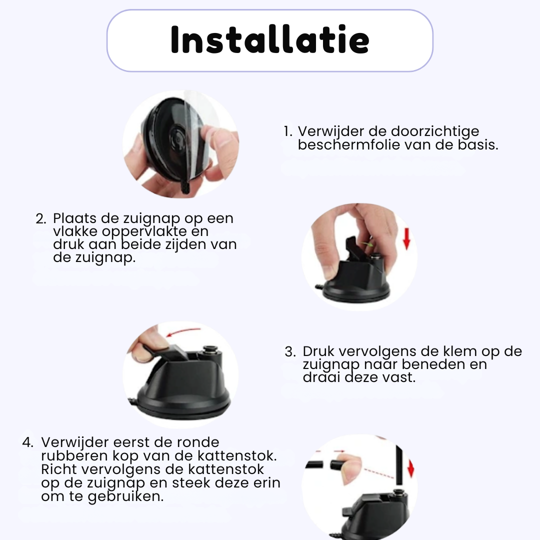 SwiftPaw™ Interactief Kattenspeelgoed met Zuignap - Zelfspelende Hengel met Vogel & Muis - Tegen Verveling & Stress