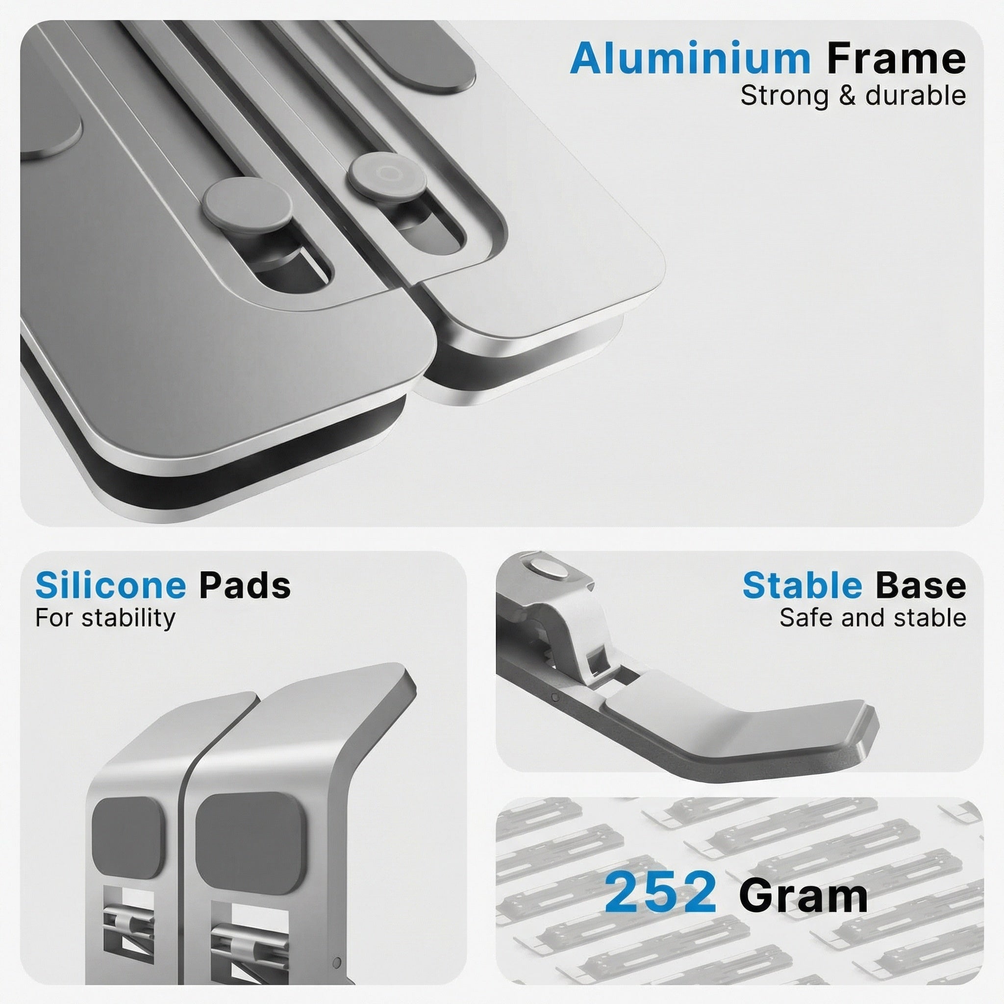 Adjustable Laptop Stand for Desk with Ergonomic Design & Cooling | Foldable Aluminum Riser for Comfort and Portability
