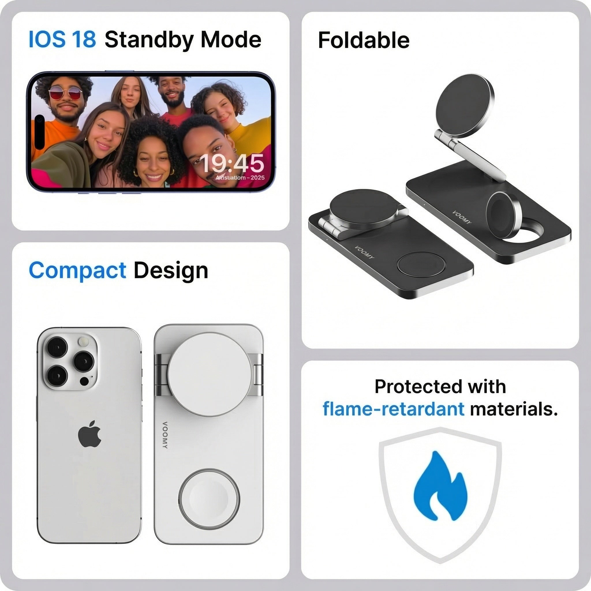 3-in-1 Wireless Charger | Fast Charging Station for iPhone, Apple Watch & AirPods with Foldable Design for Space-Saving Convenience