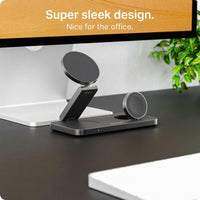 Voomy | 3-in-1 Wireless Charger with 15W Fast Charging | Sleek Aluminum Design for Convenient Apple Device Charging