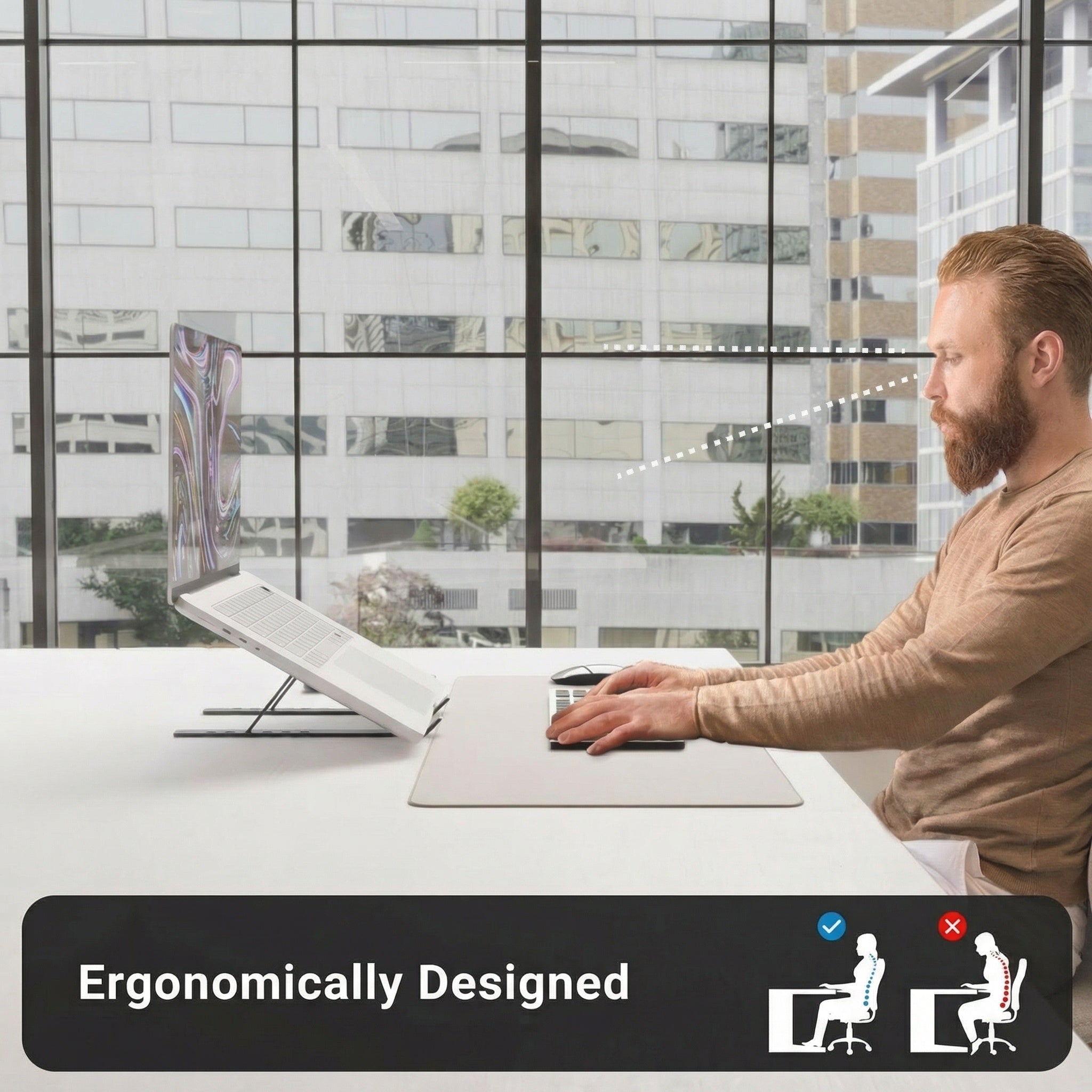 Adjustable Laptop Stand for Desk with Ergonomic Design & Cooling | Foldable Aluminum Riser for Comfort and Portability