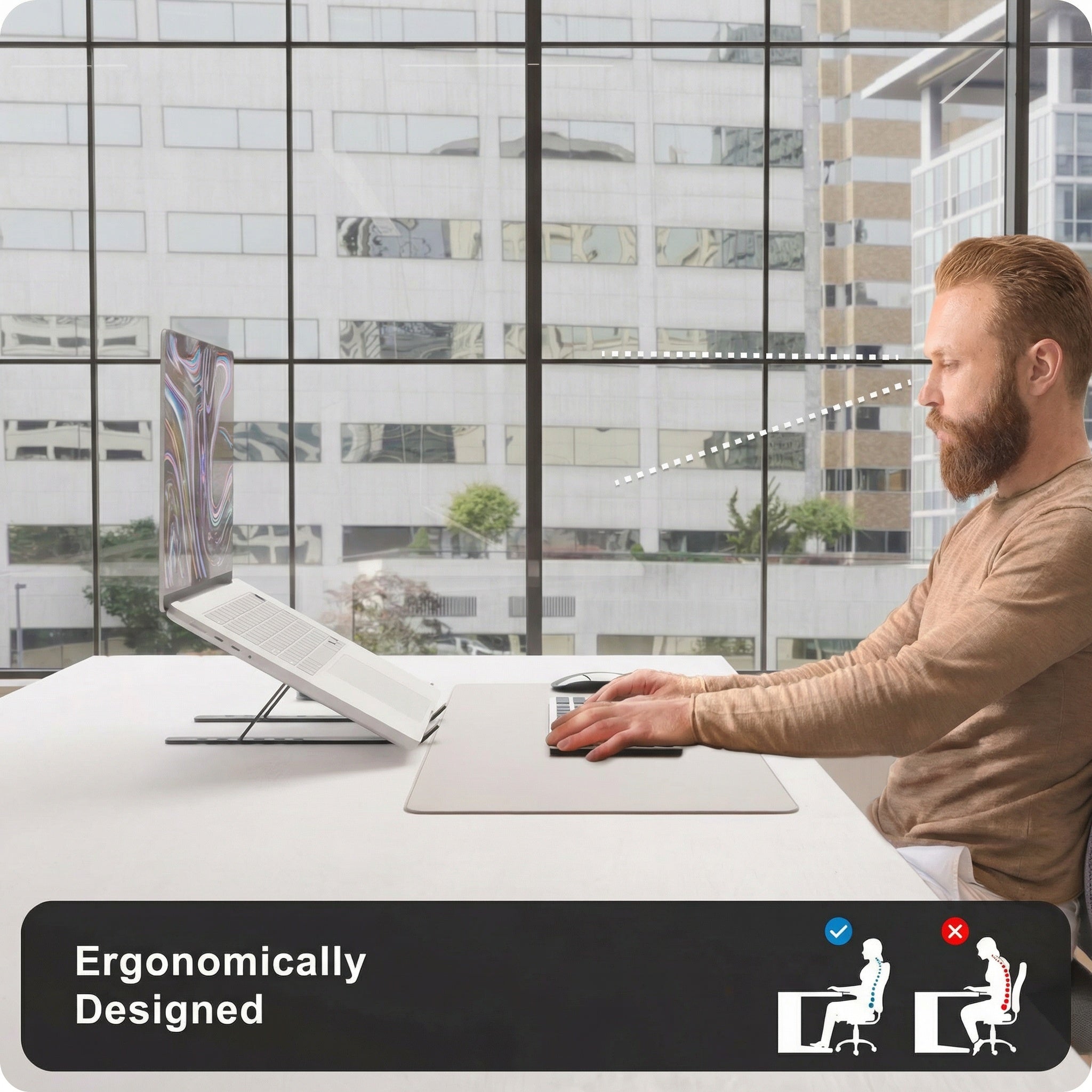 Adjustable Laptop Stand for Desk with Ergonomic Design & Foldable Feature for Comfort and Cooling