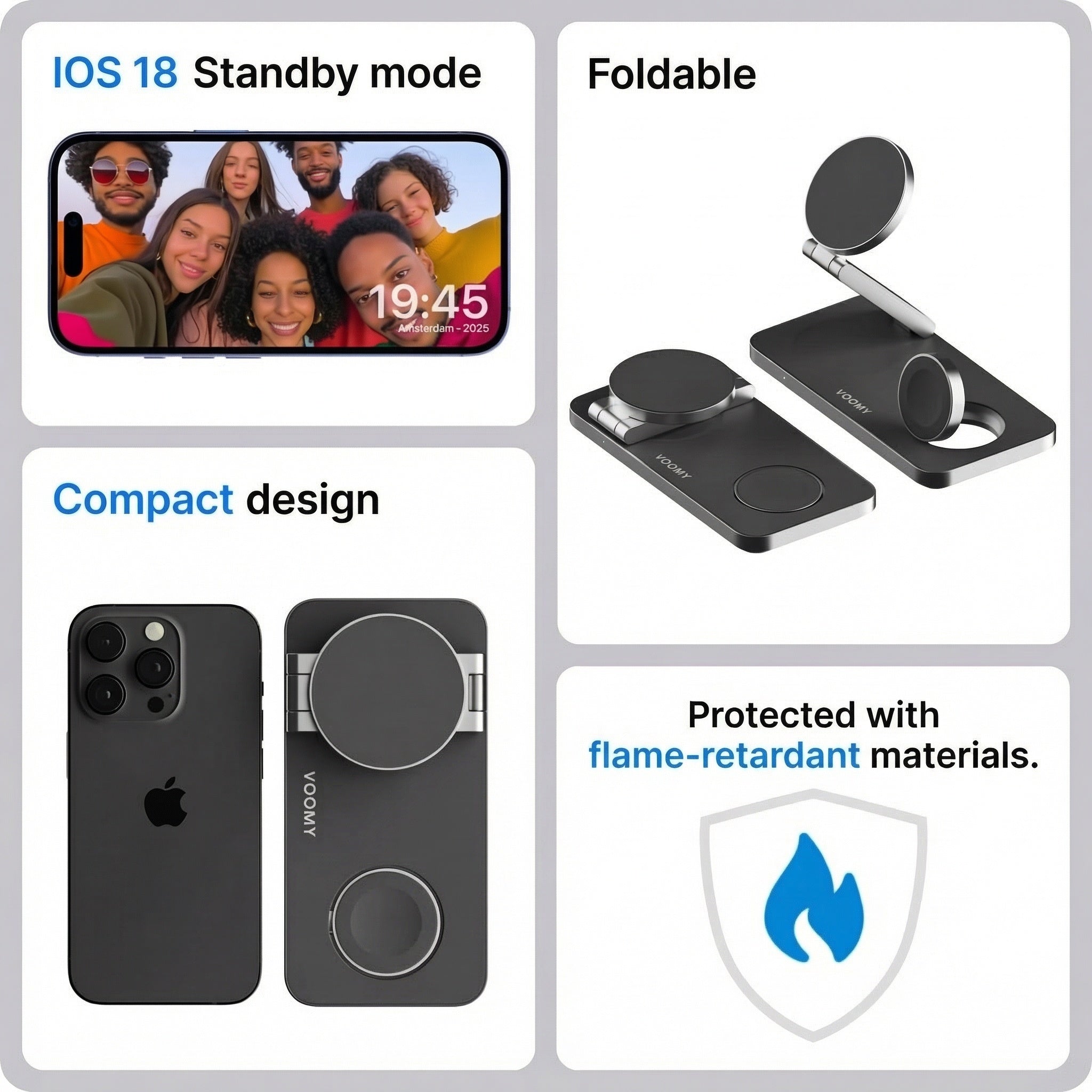 3-in-1 Wireless Charger | Fast Charging Station for iPhone, Apple Watch & AirPods with Foldable Design for Space-Saving Convenience