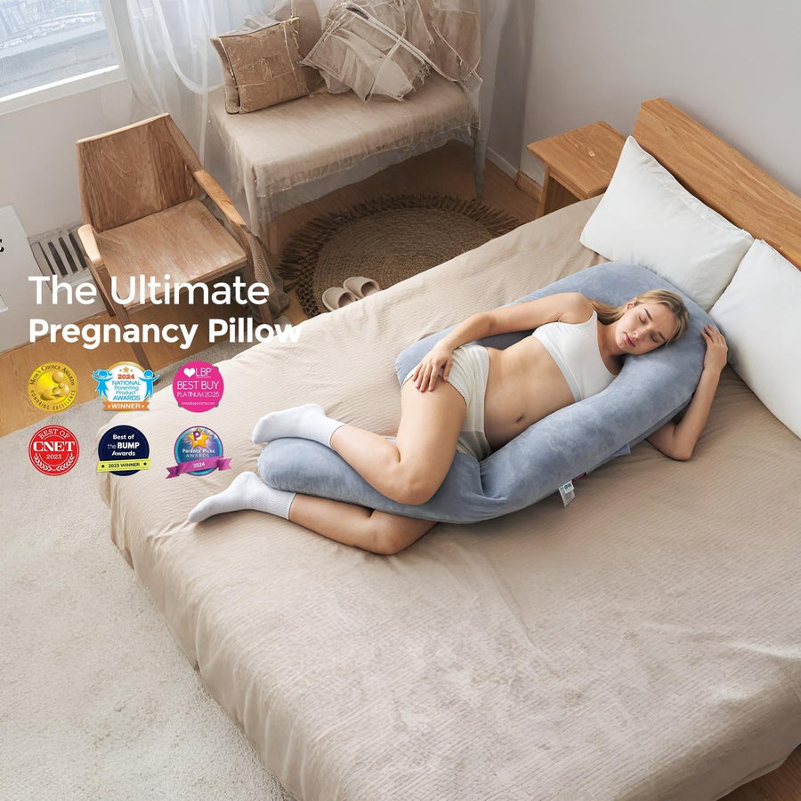 U-Shaped Pregnancy Pillow for Full Body Support with Removable Cover - Ultimate Comfort for Expecting Moms 0