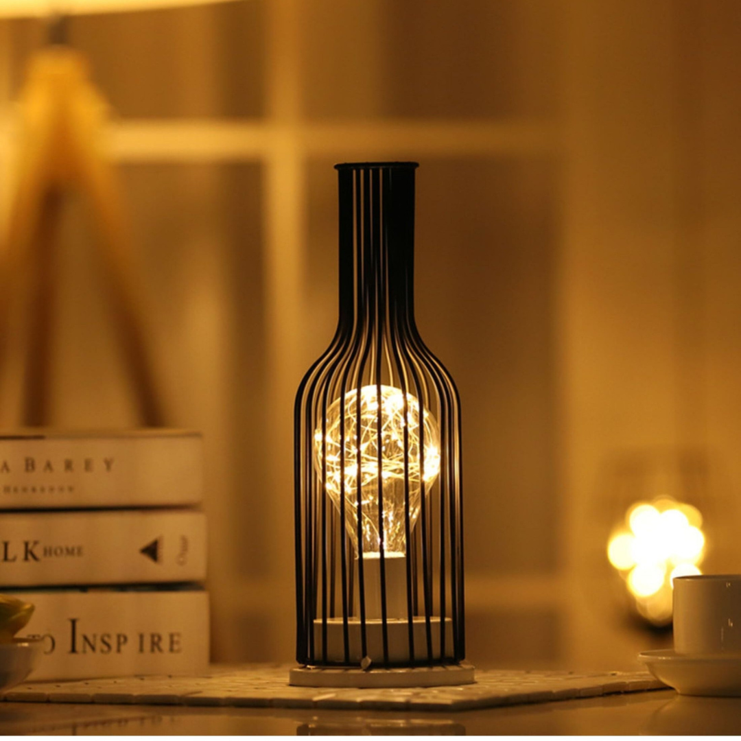 TwinkleLux | Wireless LED Table Lamp with Elegant Wine Bottle Design | Modern Steel for Cozy Ambiance 3