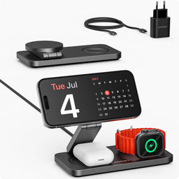 Voomy | 3-in-1 Wireless Charger with 15W Fast Charging | Sleek Aluminum Design for Convenient Apple Device Charging 0