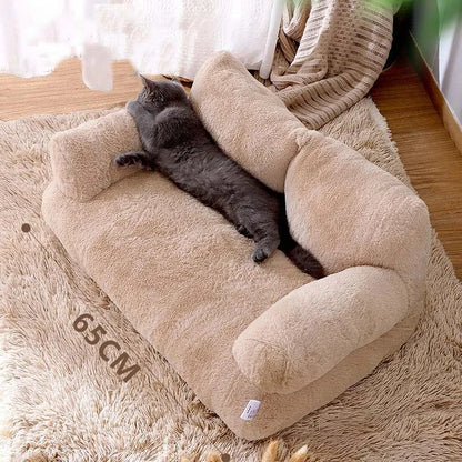 Luxe KattenSofa met Fluweelzachte Teddy-Stof – Ergonomisch en Stijlvol Design in Beige voor Comfortabele Nachten - 4
