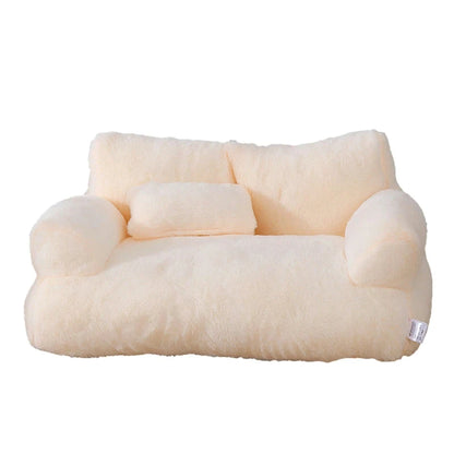 Luxe KattenSofa met Fluweelzachte Teddy-Stof – Ergonomisch en Stijlvol Design in Beige voor Comfortabele Nachten - 7