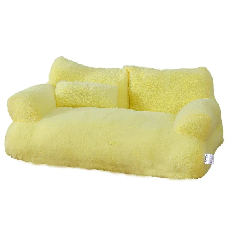 Luxe KattenSofa met Fluweelzachte Teddy-Stof – Ergonomisch en Stijlvol Design in Beige voor Comfortabele Nachten - 8