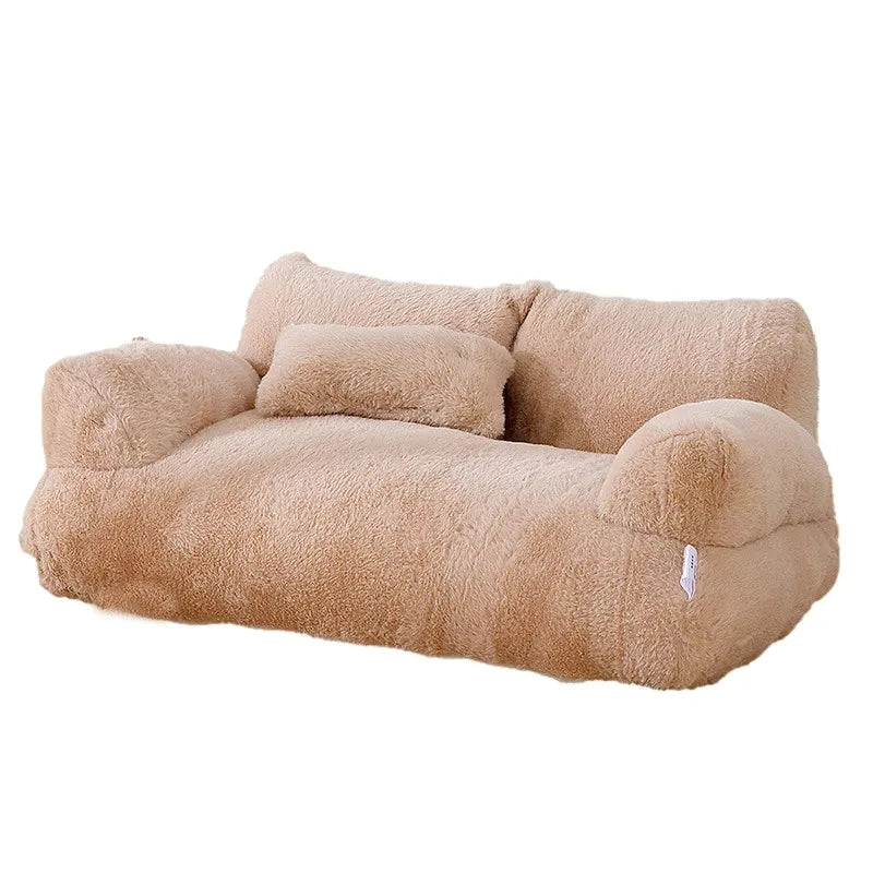 Luxe KattenSofa met Fluweelzachte Teddy-Stof – Ergonomisch en Stijlvol Design in Beige voor Comfortabele Nachten - 9